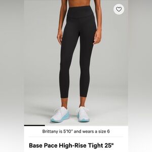 Lululemon Base Pace High Rise tight 25”, new with tags